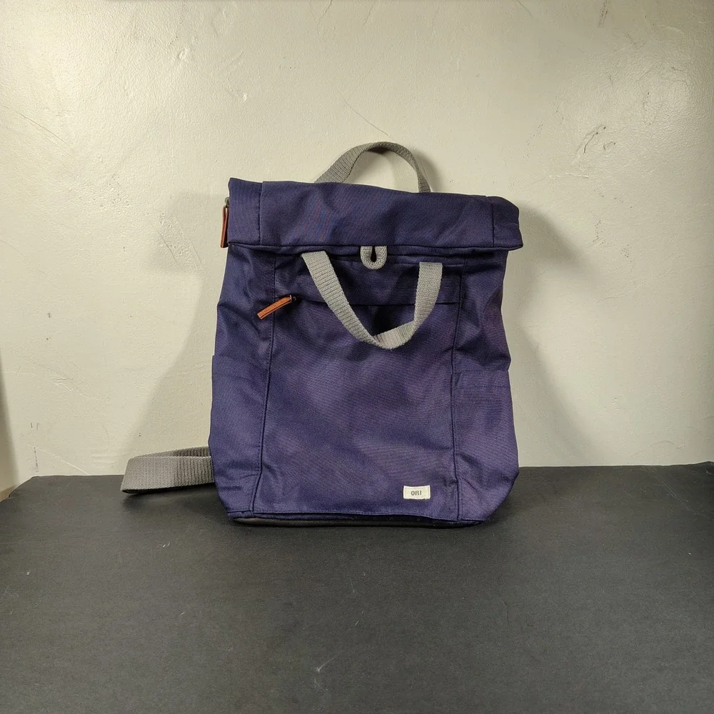 ORI London Backpack Purple Nylon Roll Top Magnetic Commuter Bag